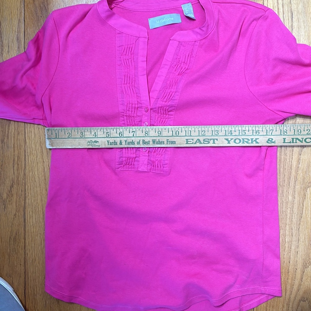 Liz Claiborne Womens Large Pink Blouse V-Neck - Picture 6 of 9